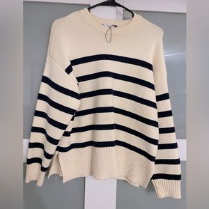 Zara Knit Sweater striped off white/black
